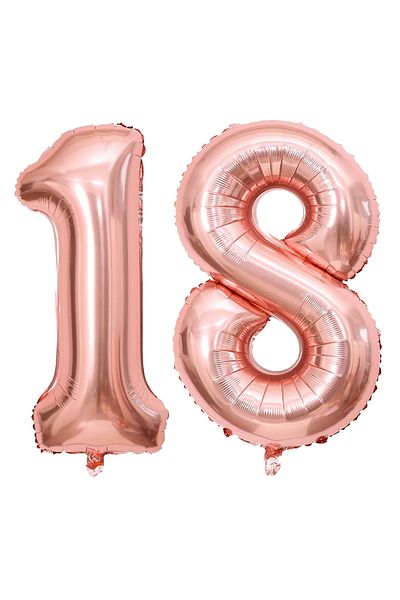 Teno Set of 2 Number 18 Teno® Balloons, 105 cm, rose gold