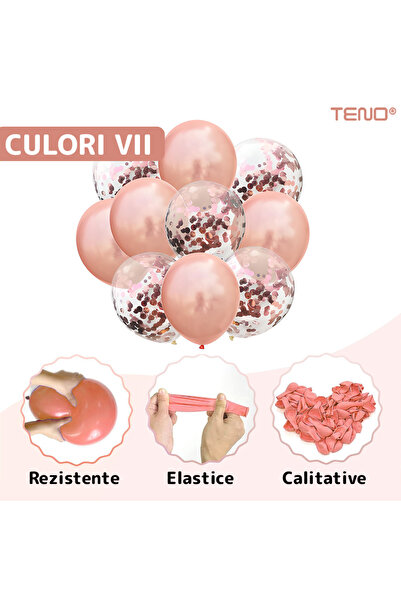 Teno Set of 10 Rose Gold Balloons