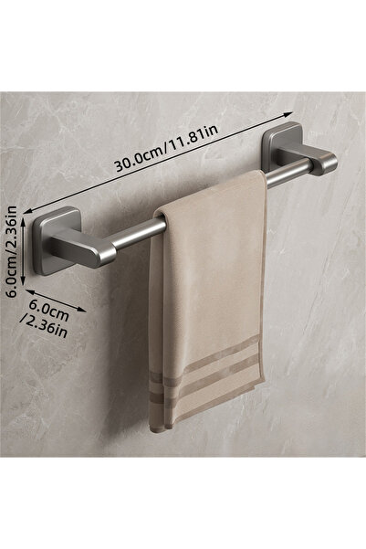 Choice9 30cm Gray 1 Bar Bathroom Towel Holder White Without Drilling Bathroom...