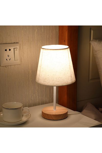 Choice Light yellow Wooden Table Lamp USB Powered Nightstand Lamp Warm Light Bedside Lamp With Cylinder Lam