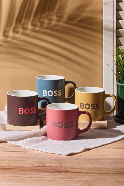 Perotti BOSS 4'lü Porselen New Bone China 480 ml Kupa Seti Mug