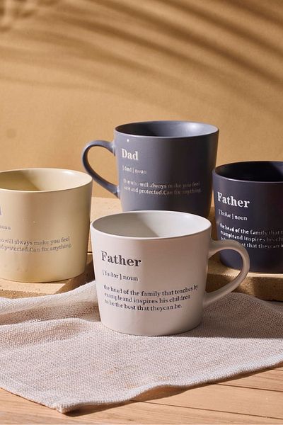 Perotti Father 4-Piece Porcelain New Bone China 350 ml Mug Set Mug