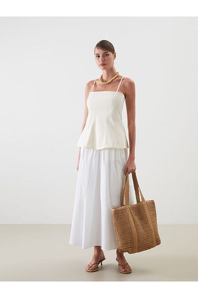 LC Waikiki New Season Square Neck Strap Blouse - S5Pi95Z8