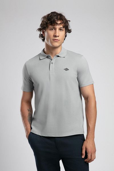 Lee Cooper Ανδρικό μπλουζάκι με γιακά πόλο Resao σε γκρι χρώμα