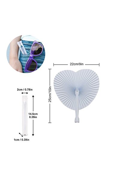Choice 30pcs Heart-shaped 15/30/50cs Heart Shape Circular Folding Fan Blank Paper Hand Fans With Plastic Ha