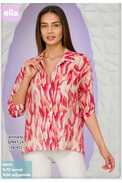 AYHAN Patterned Foldable Sleeve Shirt