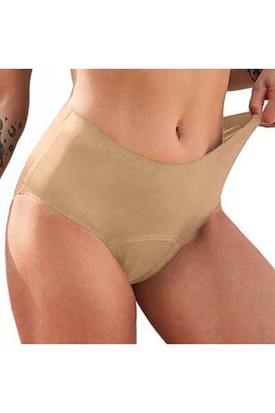 Linovit Menstrual Panties with Taped Seams - Beige - Beige, XS