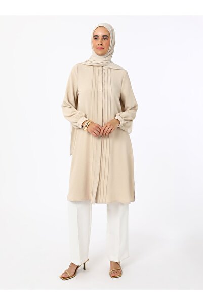 Refka Nervür Detaylı Düğmeli Aerobin Tunik - Taş Rengi-