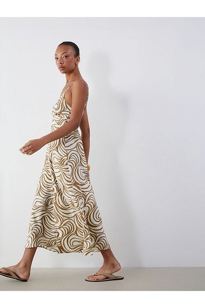 LC Waikiki New Season V-Neck Patterned Strap Dress - S5O176Z8