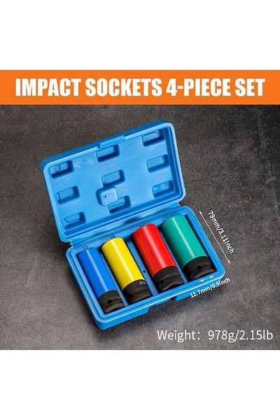 Choice 4pcs Drive Wheel Protector Impact Socket Impact Sleeve Set Durable Plastic Sleeves 15mm, 17mm, 19mm,