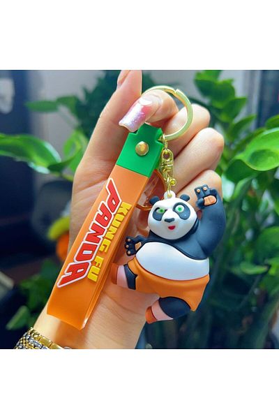 Miniso 02 Anime Kung Fu Panda Figure Keychain Cartoon Cute Po Key Chain Schoolbag Pendant Car Keyring Acces