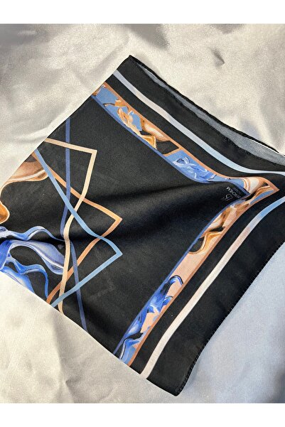 Fam&Co Jewelry Women Men Unisex Artistic Patterned Soft Scarf – Geometric Design on Black Background