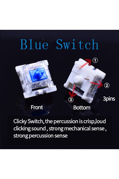 GGBEE 90pcs Clicky Blue Outemu Switch for Keyboard 3Pin Dustproof Linear Tactile Clicky Silent Switches fo