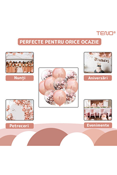 Teno Set of 10 Rose Gold Balloons