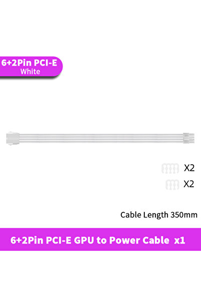 Choice 350mm GPU 6-2P WH TEUCER EPS ATX PCI-E Extension Cable 350mm 24PIN 4+4PIN 6+2PIN 8PIN PSU CPU GPU Mo
