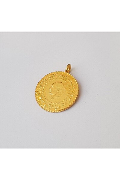 NKIE JEWELS Altın Renk Kolye – 22 Ayar Kaplama Kulplu Tarihli Çeyrek – Kaplam...