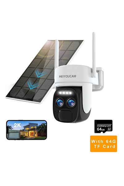 Choice USB QG5 TF64 Security Cameras Wireless Outdoor Solar,2K Battery Powered Outdoor Cameras, PIR Motion