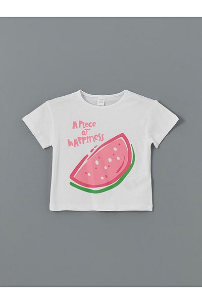 LC Waikiki Tricou pentru fete cu imprimeu cu gât crew de sezon nou - S5GT47Z1