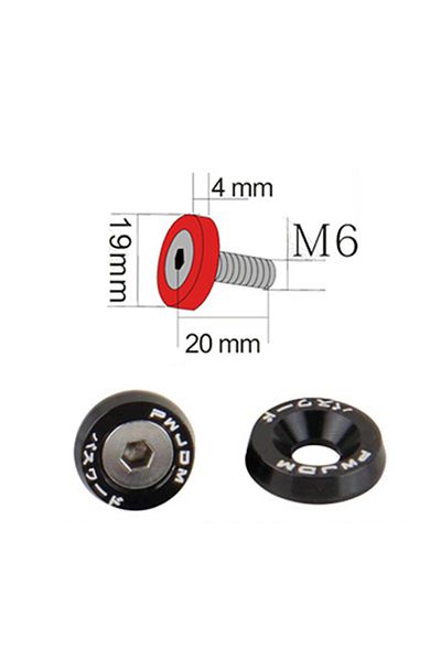 Choice Silver M6 Aluminum 10 Pcs/pack Car Modified Hex Fasteners Fender Washer Jdm Bumper Engine Concave Sc