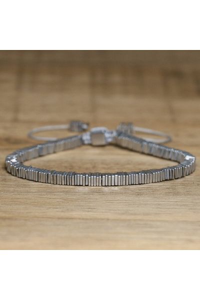 Choice Hematite 17cm Handmade hematite block stone bracelet for women men temperament adjustable braided ge