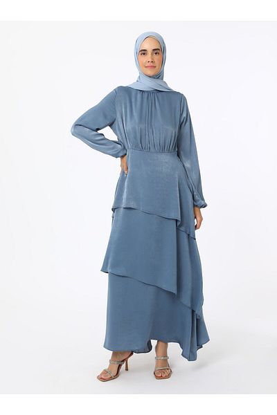 Refka Σατέν Φόρεμα Hijab με Φούστα - Ανοιχτό μπετ - Refka