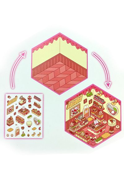 Limmy Pastry Sugar Shop Isometric Sticker Κιτ κατασκευής 3D αυτοκόλλητο αυτοκόλλητο - Rabbit (No:02)