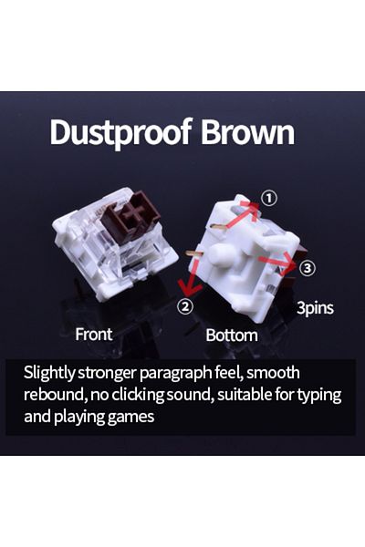 GGBEE 30pcs Dustproof Brown Outemu Switch for Keyboard 3Pin Dustproof Linear Tactile Clicky Silent Switche