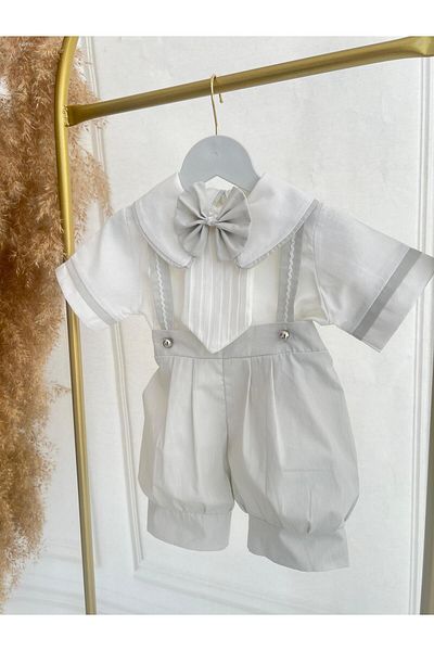 Hobidik Baby Boy Child Mildew Green Poplin Fabric Shorts Bib Salopet Bottom Top Set