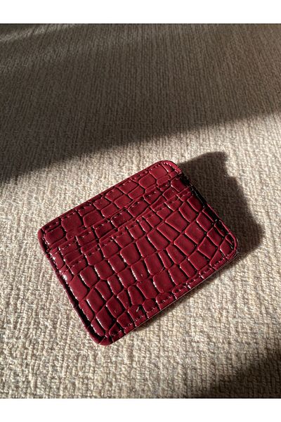Z&M COLLECTION BAG SHOPPİNG Shiny Patent Leather Crocodile Leather Patterned Women's Card Holder