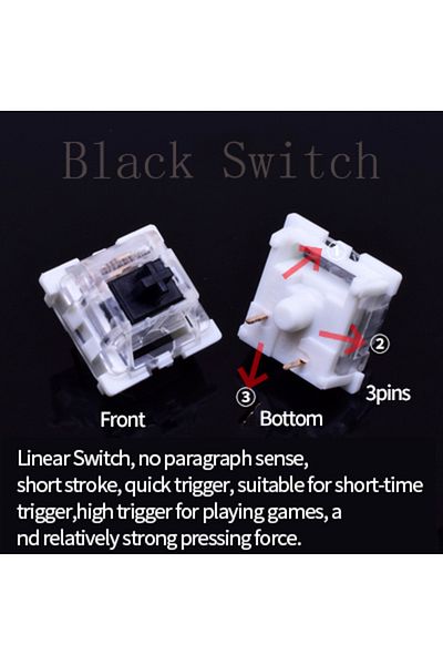 GGBEE 110pcs Linear Black Outemu Switch for Keyboard 3Pin Dustproof Linear Tactile Clicky Silent Switches
