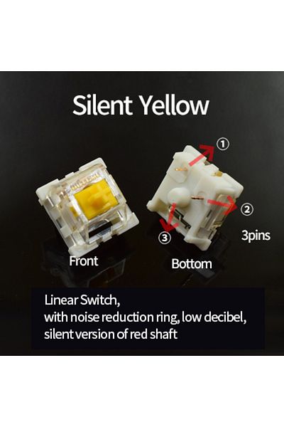 GGBEE 110pcs Silent Yellow Outemu Switch for Keyboard 3Pin Dustproof Linear Tactile Clicky Silent Switches