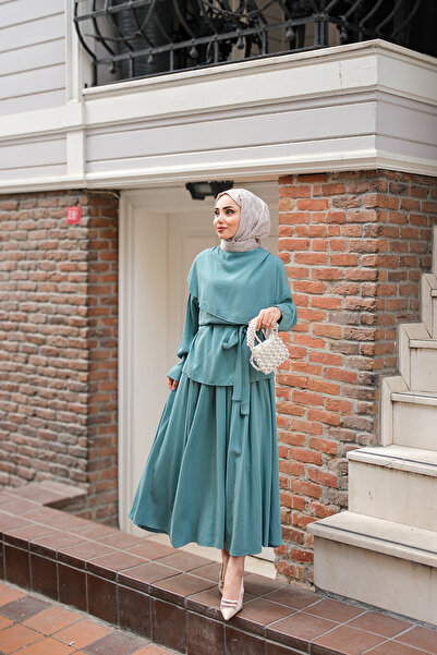 LOCCO Women's Front Piece Detailed Suit Petrol Blue