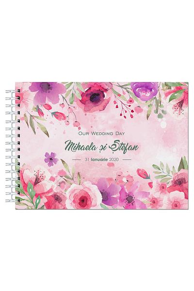 OEM Album foto / Guestbook / Caiet marturii pentru nunta, format A4 landscape, pix inclus, green