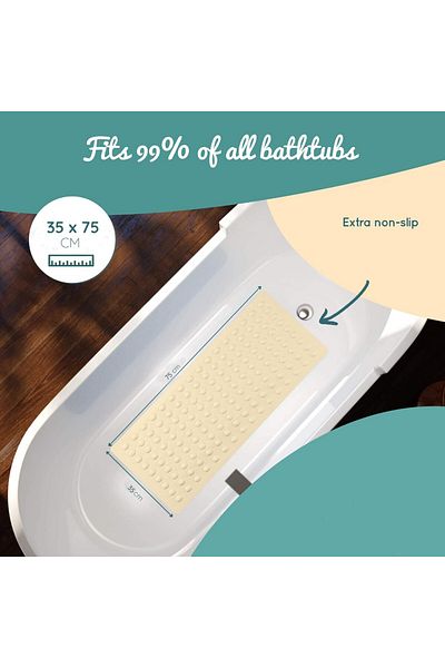BearTop non-slip shower mat, silicone, beige, 35 x 75 cm