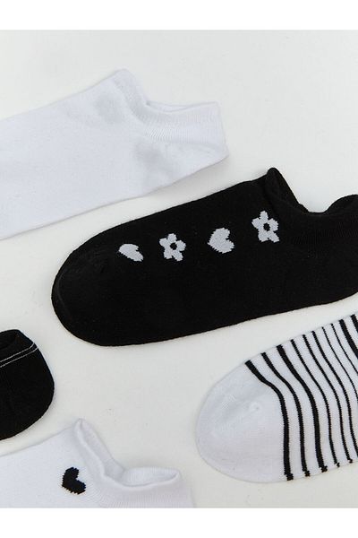 LC Waikiki White Patterned Women's Sneaker Socks 5-Piece