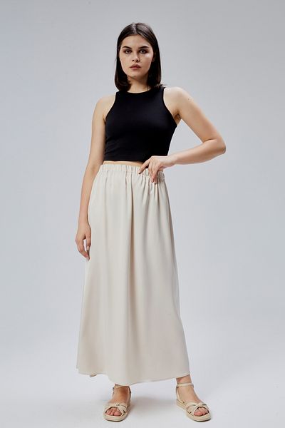 Bolivente Fusta din satin elastic cu talie cu șnur regular Stone