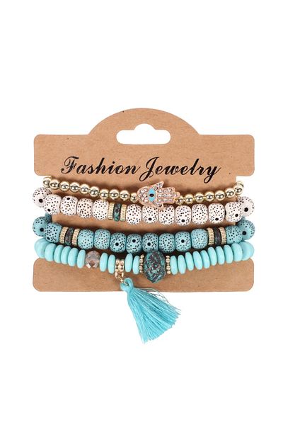 Choice BR111-4 Bohemian Handmade Beads Bracelet Set For Women Summer Colorful Beaded Chain Bangle Men Boho