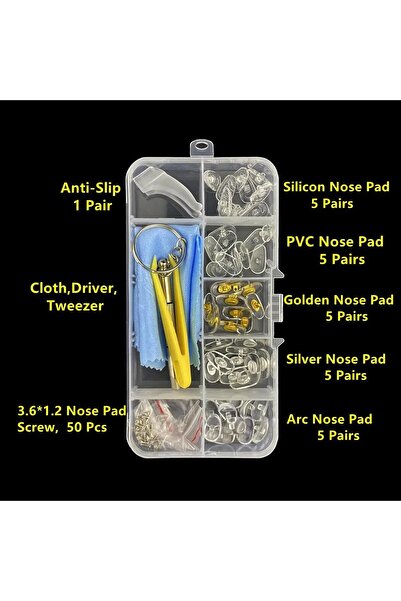 Choice طقم أدوات إصلاح وسادات الأنف للنظارات الطبية مع مفك براغي وملاقط وخطافات أذن