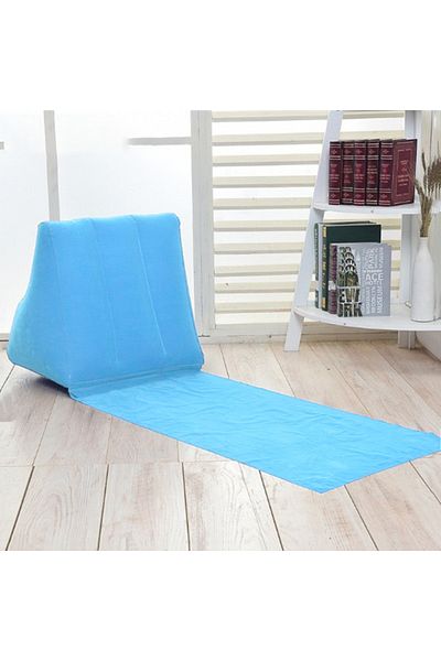 Choice 133x45x48cm blue Inflatable Wedge Pillow With Mat PVC Flocking Travel Portable Back Support Triangle