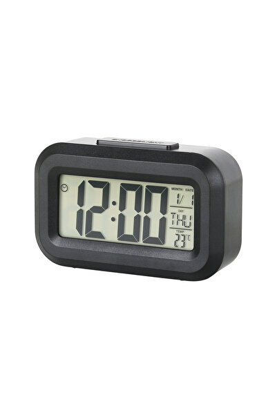 Choice1 ساعة منبه رقمية LED سوداء بإضاءة خلفية وبيانات وتقويم وقت وسطح مكتب م...