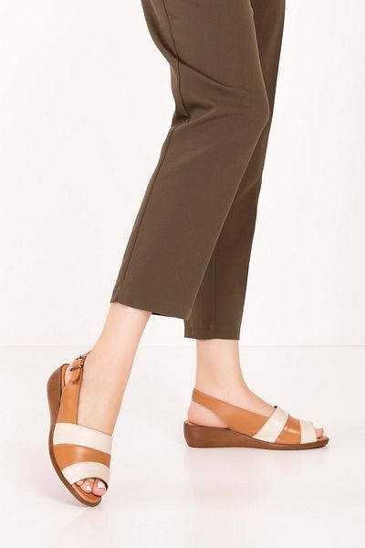 Gondol Genuine Leather Wedge Heeled Comfortable Mother Sandals Mlk.5814