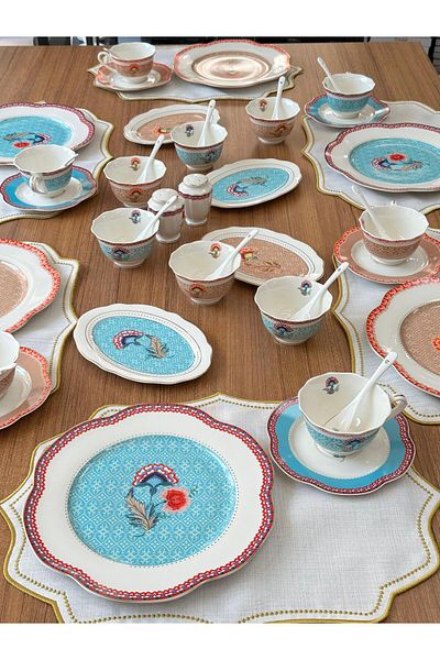 MD MİMOZA DEKOR Breakfast Set 42 Pieces Porio for 6 People