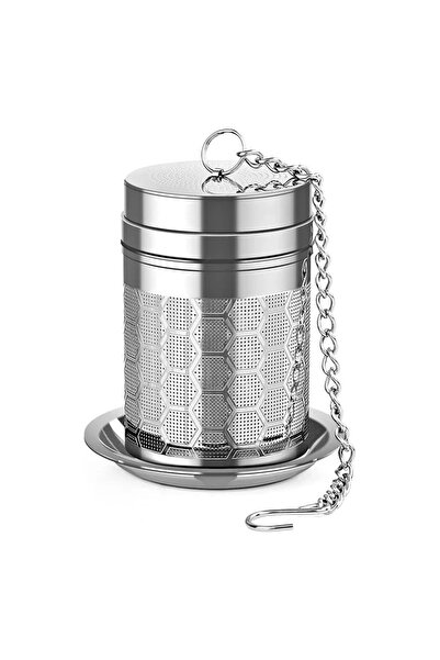 Choice1 مع طبق، مصفاة شاي واحدة، مصافي شاي شبكية فائقة الدقة للشاي السائب، مصفاة شاي من الفولاذ المقاوم للصدأ