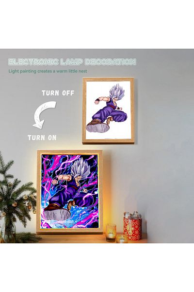 BANDAI Usb Dragon 11 Dragon Ball Z Anime Figure Light Painting Photo Frame Dragon Ball Figures Goku Vegeta