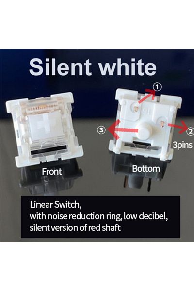 GGBEE 110pcs Silent White Outemu Switch for Keyboard 3Pin Dustproof Linear Tactile Clicky Silent Switches