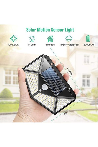 Choice 100LED 100 LED Solar Wall Lights Outdoor Lamp PIR Motion Sensor Powered Sunlight Street for Garden