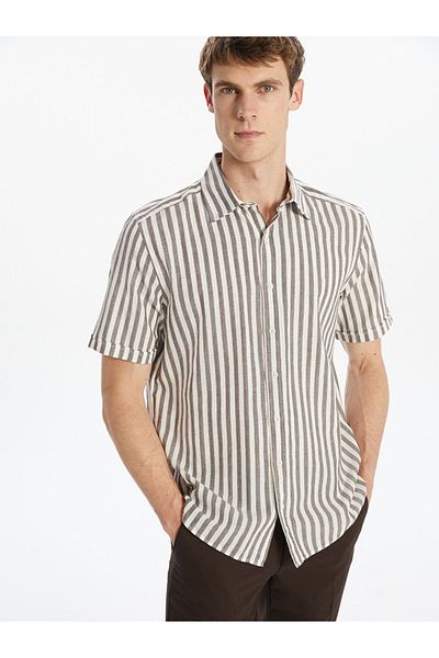 LC Waikiki New Season Regular Fit Short Sleeve Striped Men's Shirt - S5Nc46Z8