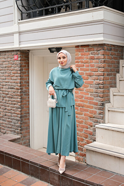 LOCCO Women's Front Piece Detailed Suit Petrol Blue