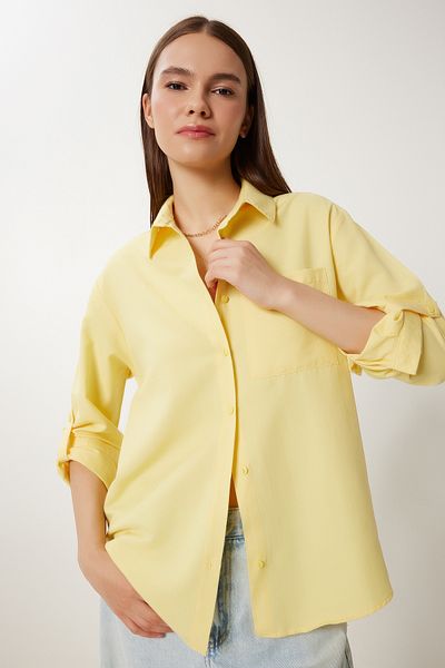 Lovelyİstanbul Cămașă țesătă cu buzunare GALBEN LMX0082