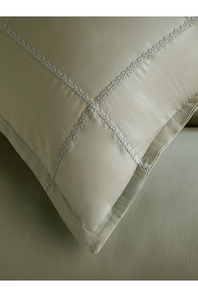BED LİNE Elegance Runa Cotton Satin Duvet Cover Set Sage Double